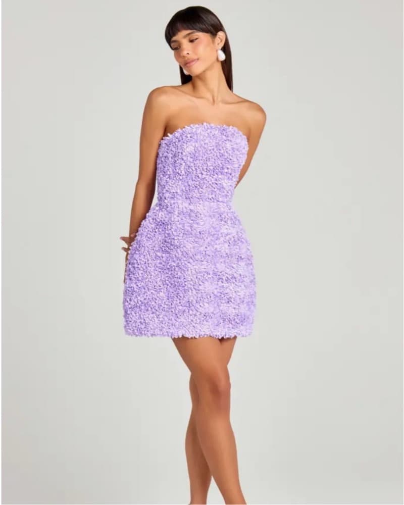 Purple Textured Mini Dress  - Image 4