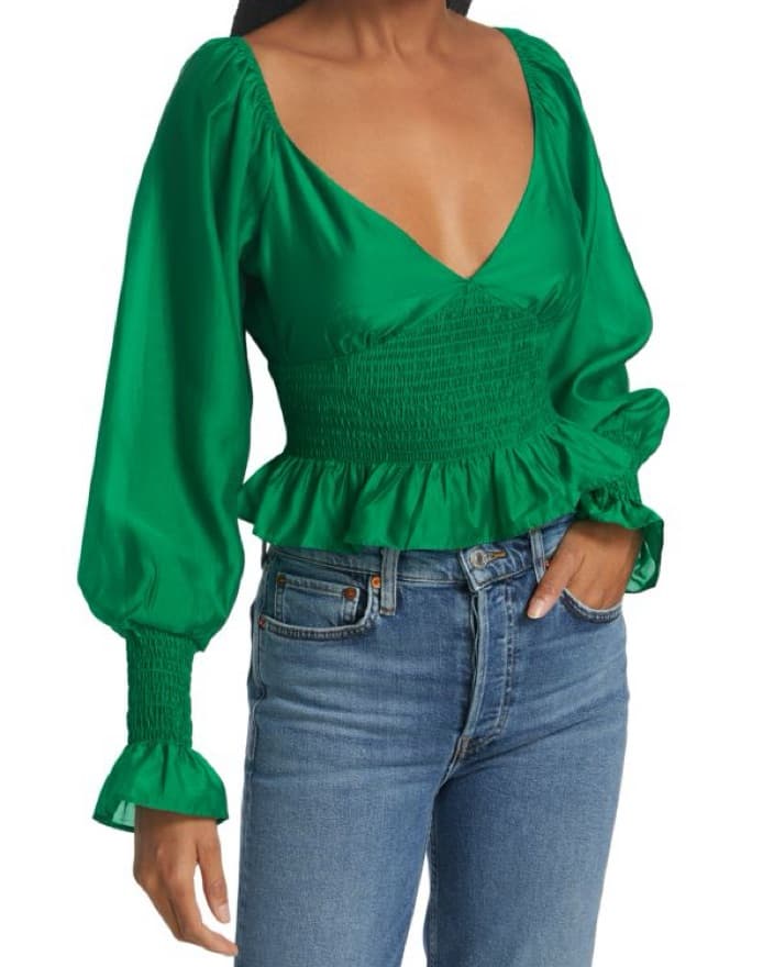 WAYF Green Blouse - Image 4