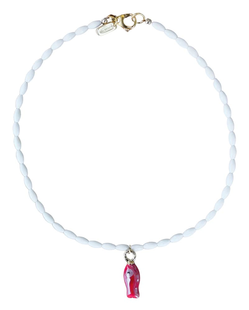 Logan Tay White Beaded Fish Necklace - Image 1