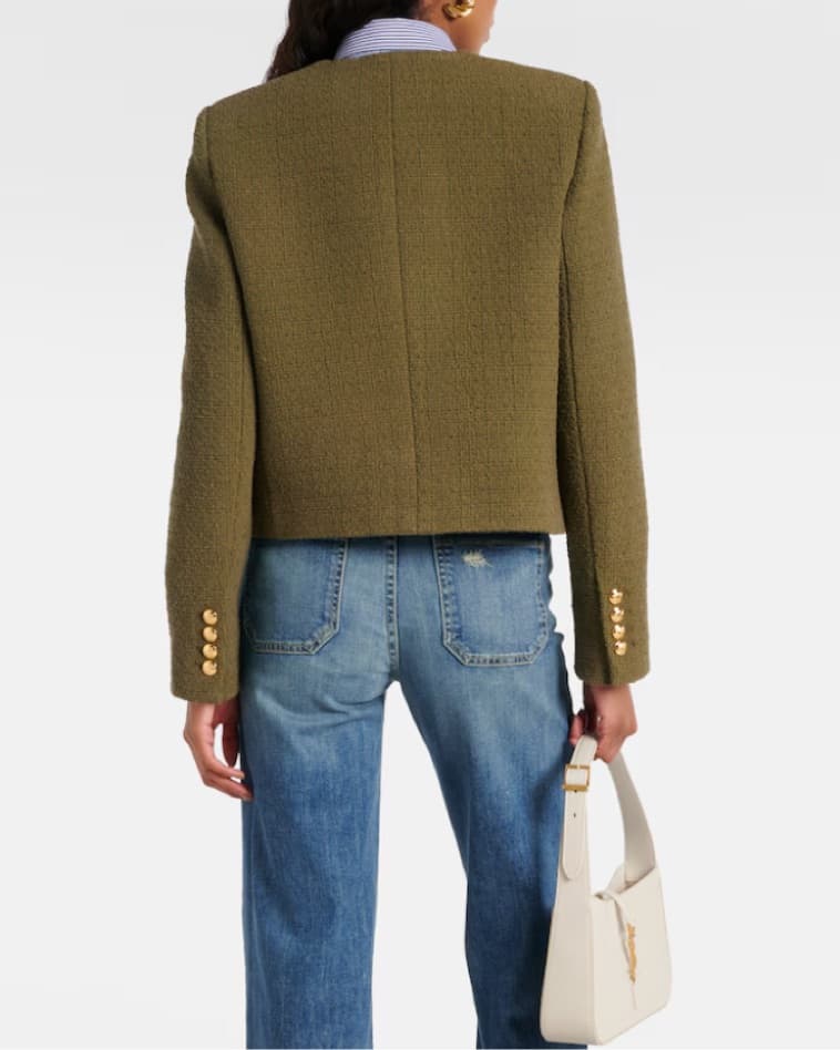 Chic Olive Green Structured Jacket - Image 4