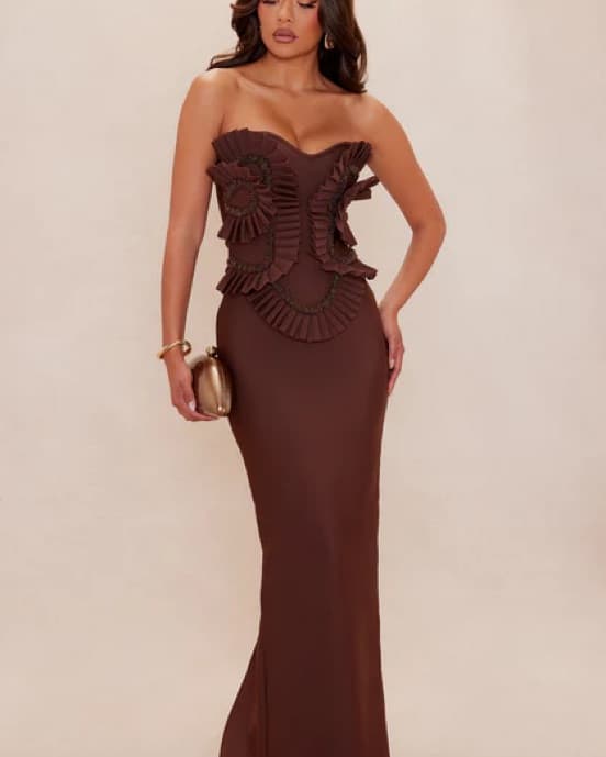 Chocolate Brown Evening Gown - Image 3