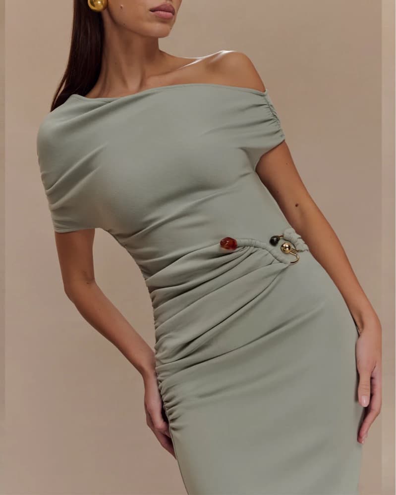 Sage Green Midi Dress - Image 4