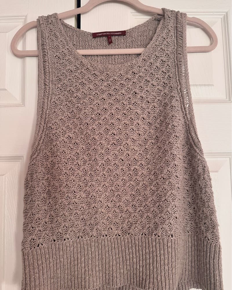Grey Cotton-Linen Sweater Vest  - Image 3