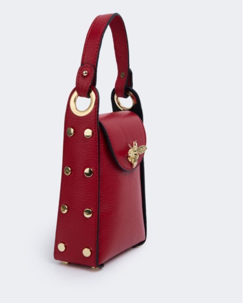 Red Leather Bee Embellished Purse - Image 2