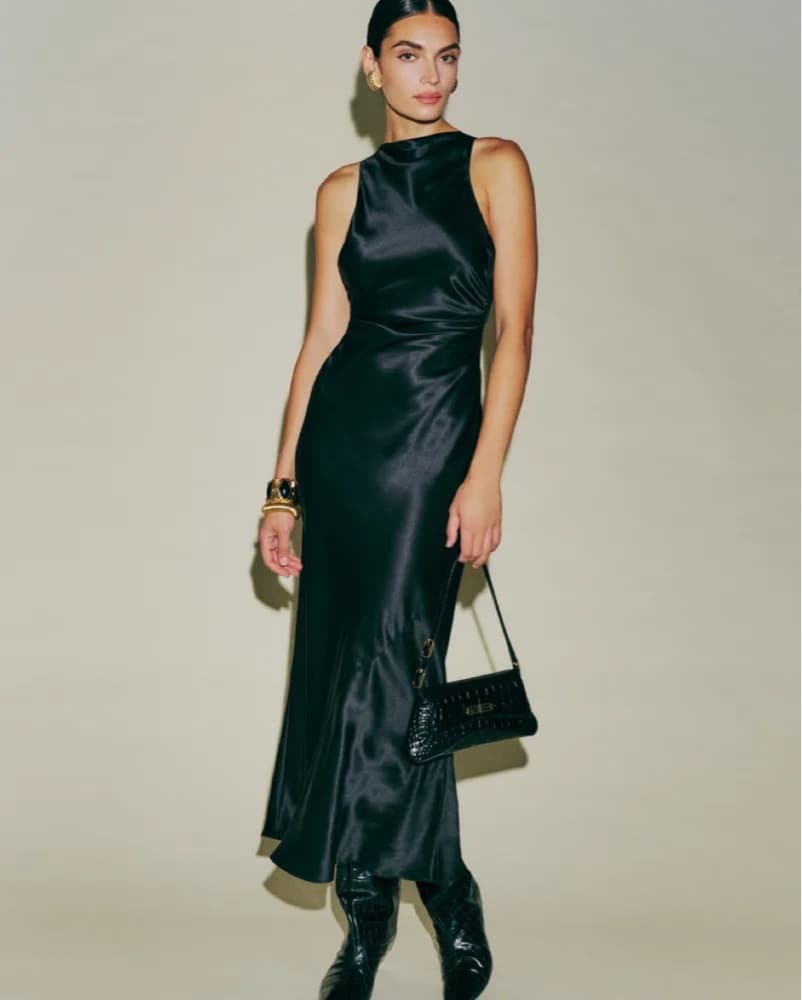 Reformation Casette Black Silk Dress - Image 2
