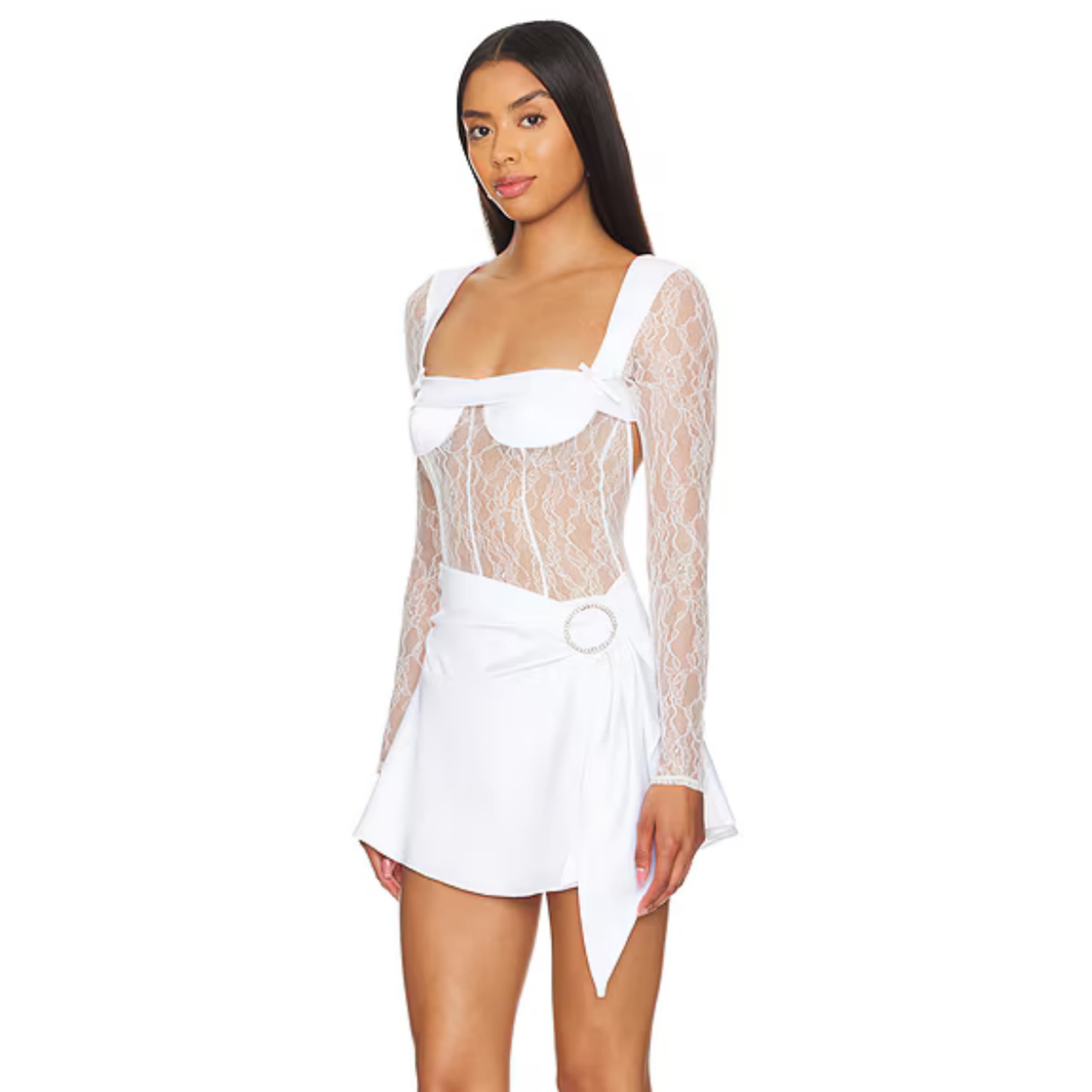 White Lace Coquette Mini Dress - Image 2