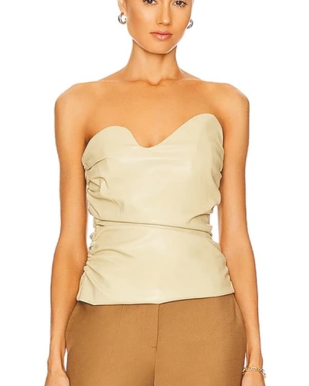 Green Leather Strapless Top - Image 2