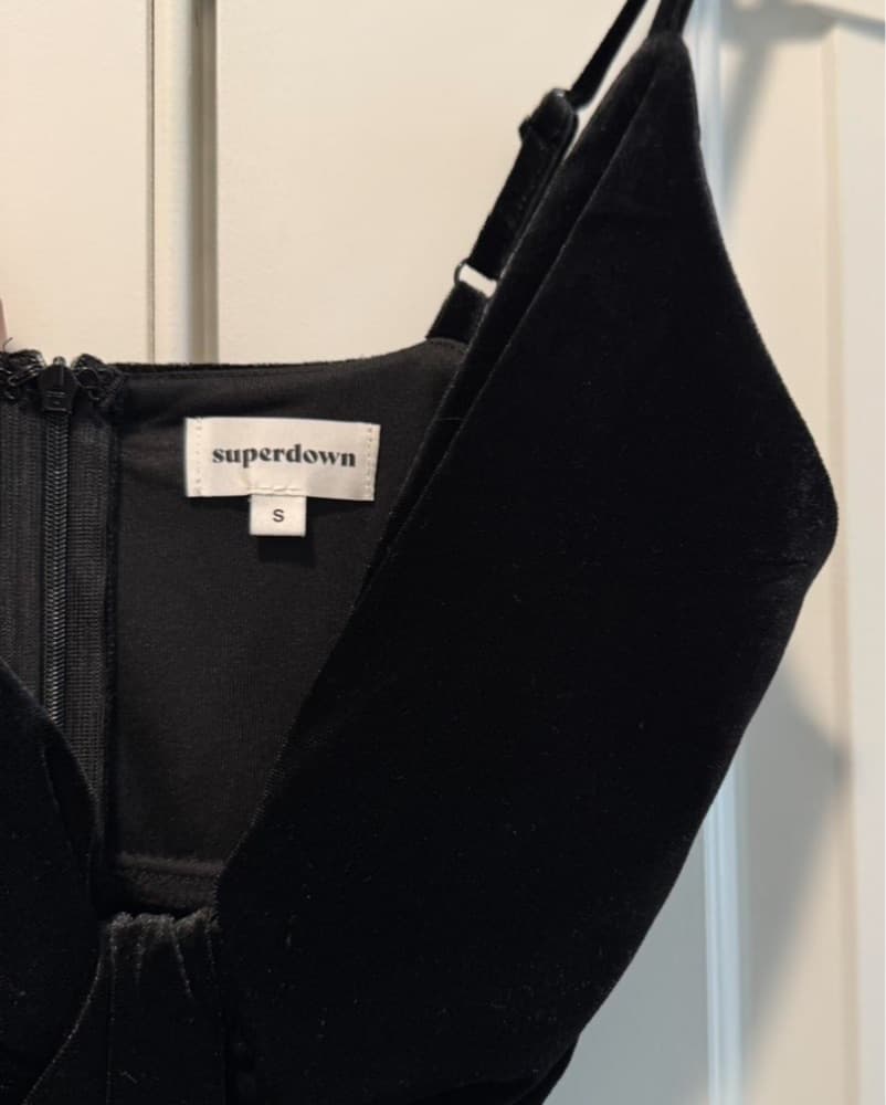 Deep V Maxi Dress in Black Velvet  - Image 5