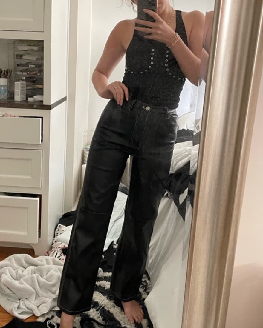 Black Stitch Leather Pants  - Image 1