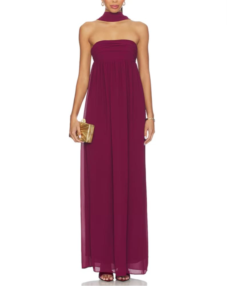 Elegant Magenta Halter Maxi Dress - Image 1