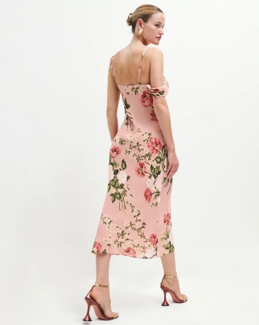 Reformation Reya Floral Rose/Pink Dress - Image 4
