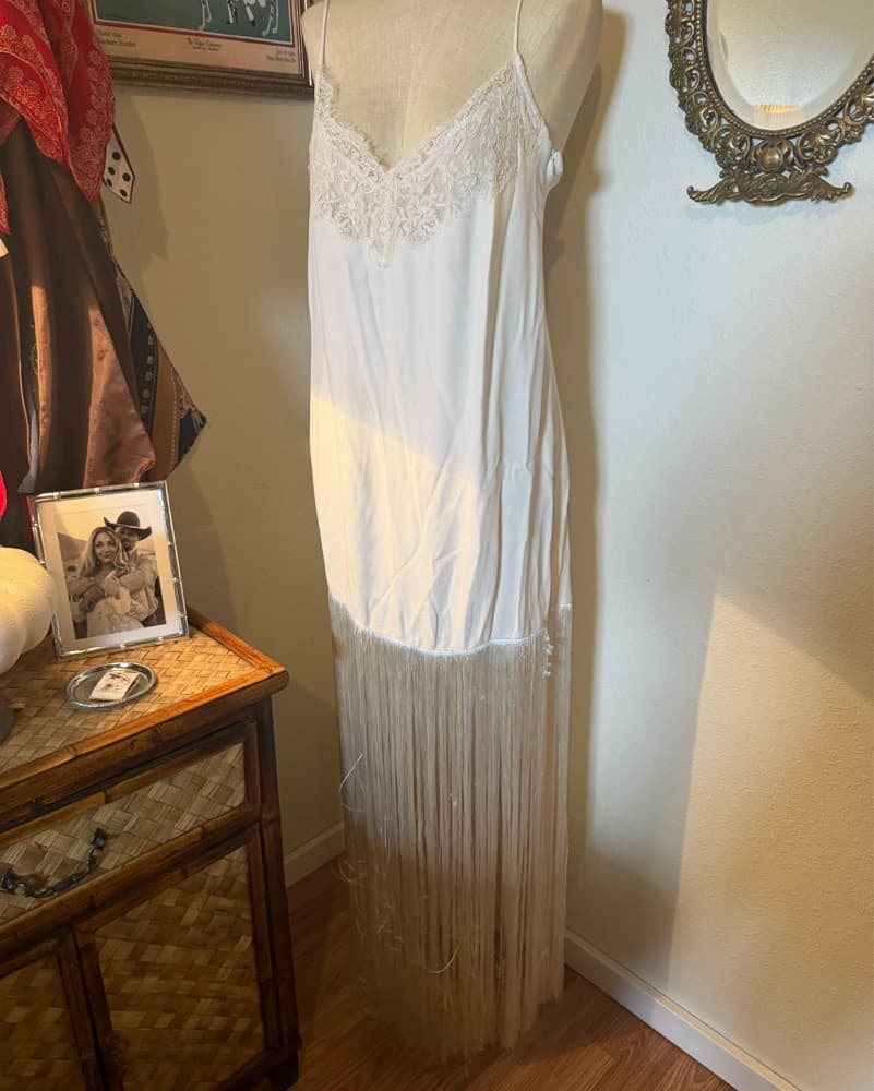Jcrew White Lace & Fringe Dress - Image 2