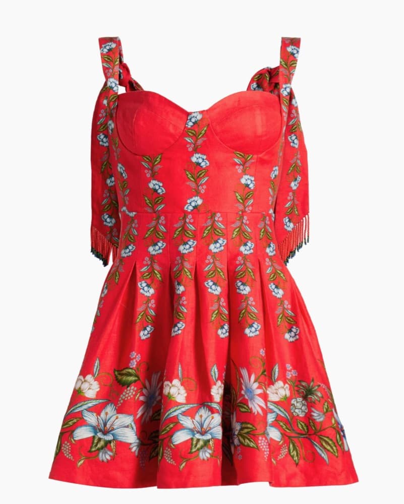 Farm Rio Linen Sweet Bloom Red Dress XS - Image 6