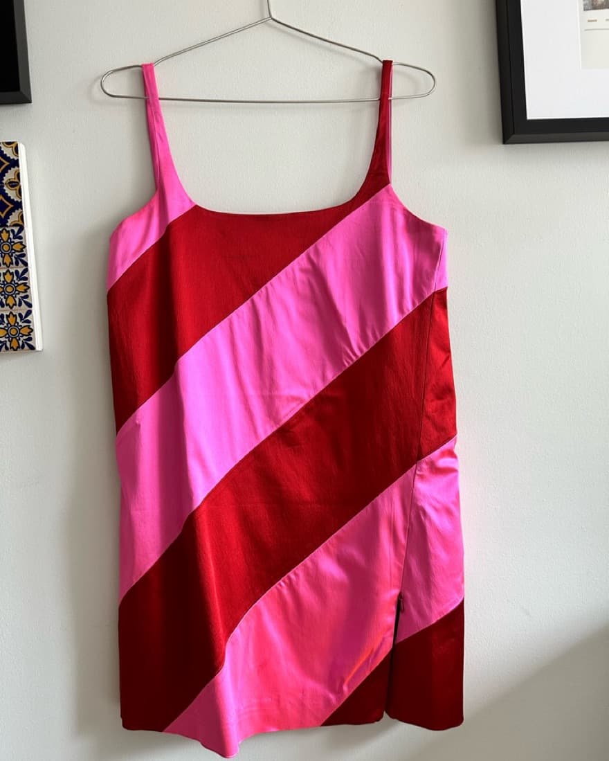 HOH Red/Pink Bright Paneled Slit Dress   - Image 5