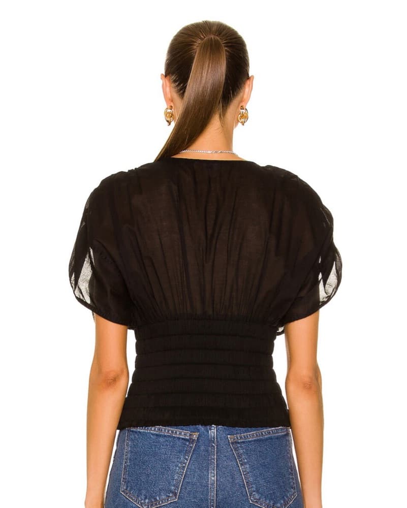 ALC Luna Top Black Short Sleeve Blouse - Image 3