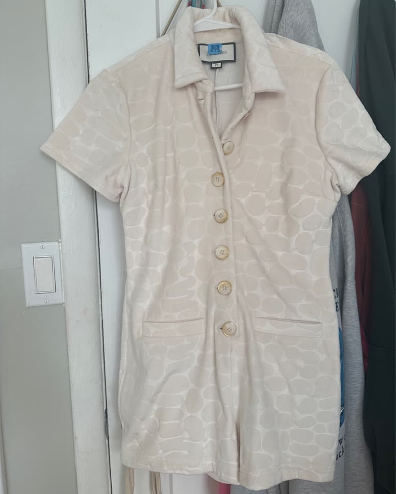 Alexis Pennie Velour Button-Front Romper - Image 2