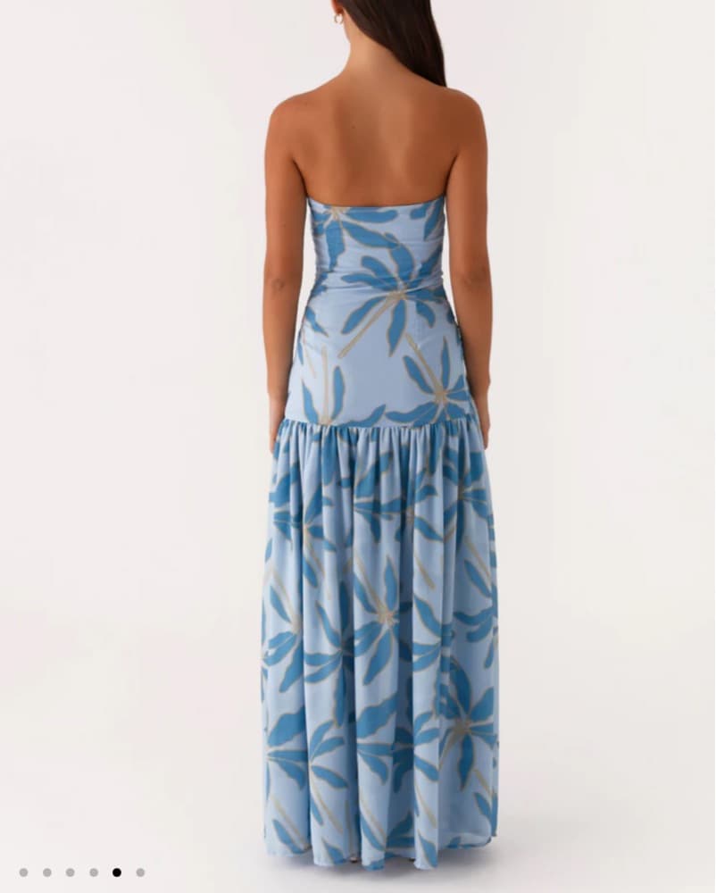Drop Waist Blue Floral Maxi Dress (6) - Image 5