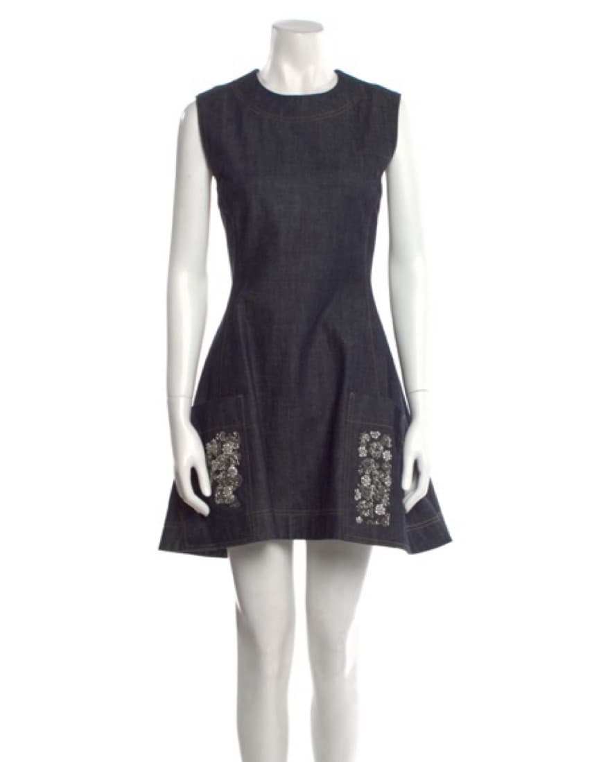 Christian Dior Denim Beaded Mini Dress - Image 2