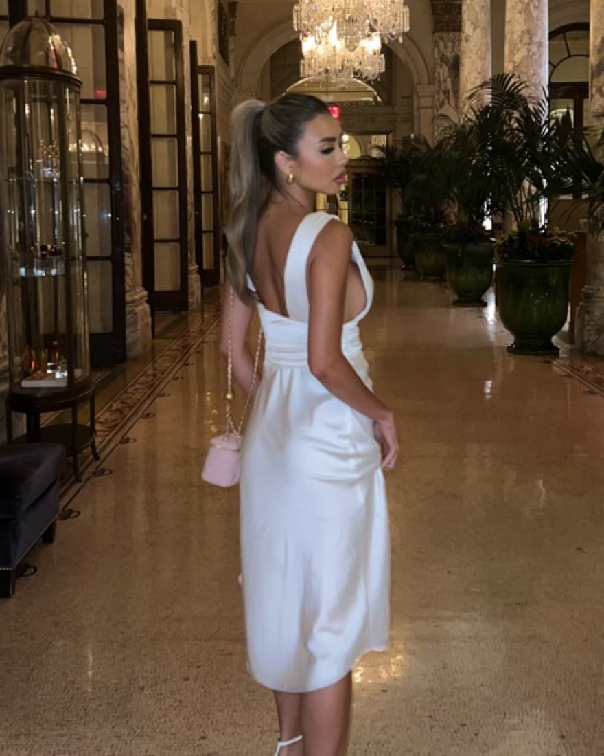 Danielle Guizio White Satin Dress - Image 3
