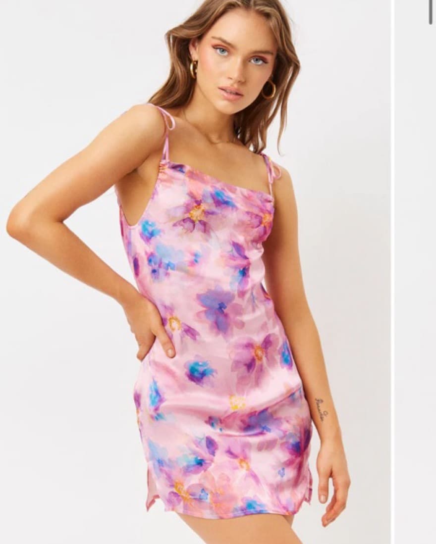 Frankies bikinis Pink Silk Slip Dress - Image 1