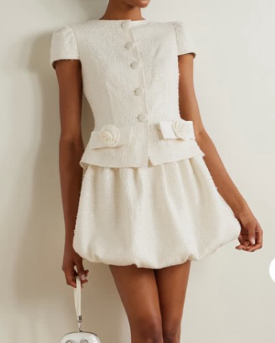 Self Portrait White Sparkly Mini Dress - Image 1