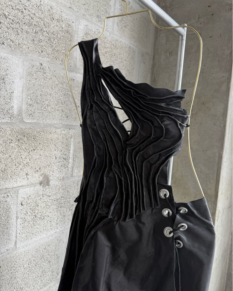 Niné Leather One Shoulder Dress - Image 3