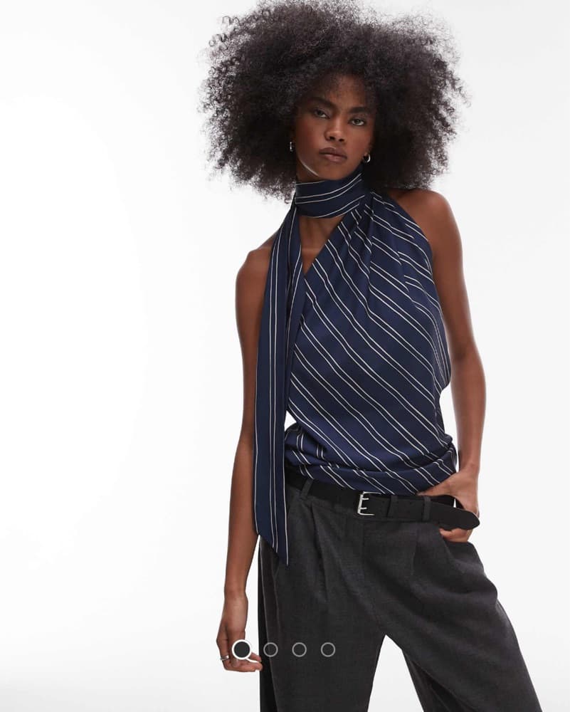 ASOS DESIGN satin twill tie Halter Top - Image 1