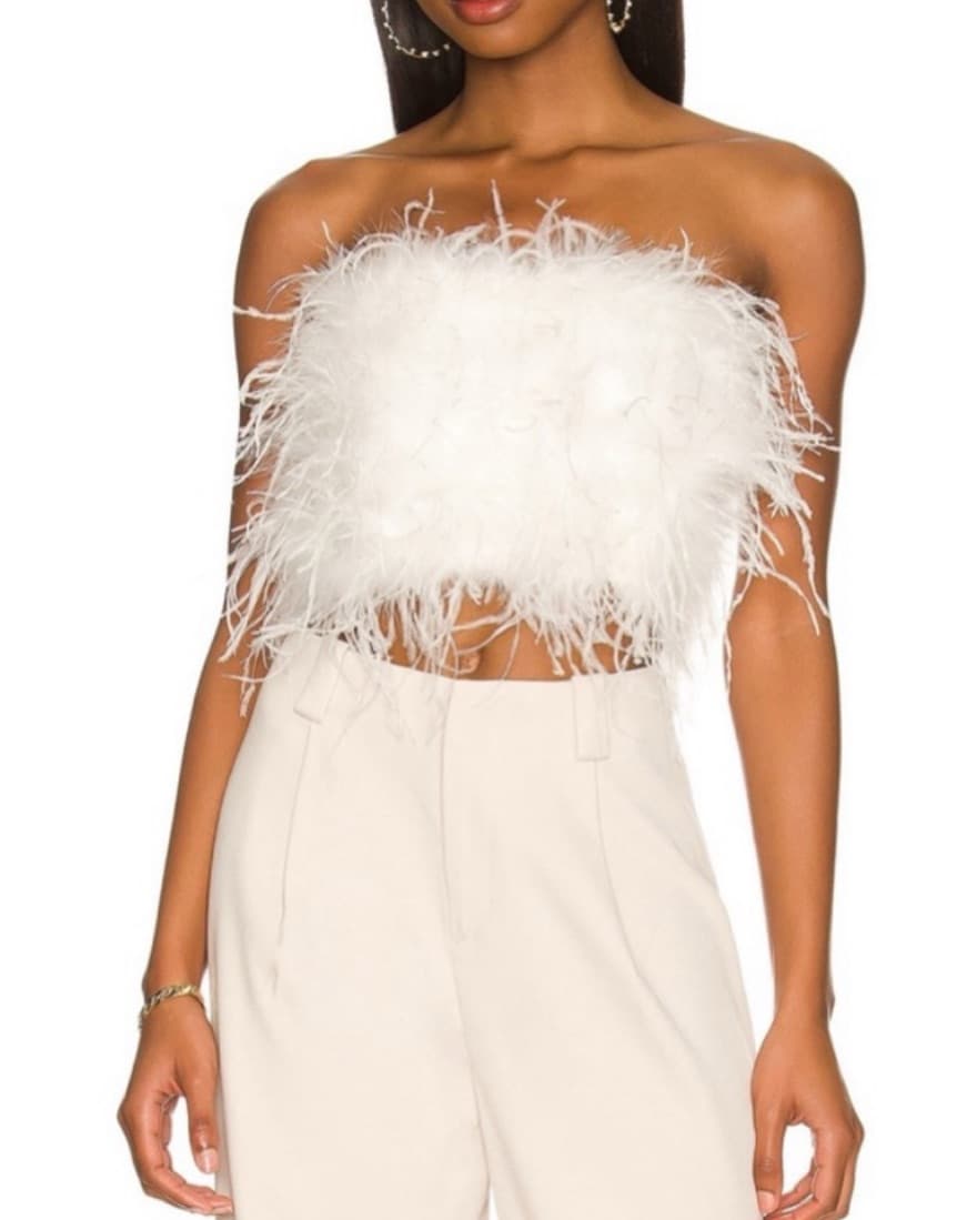 Lamarque Faux Feathers Strapless Top - Image 2