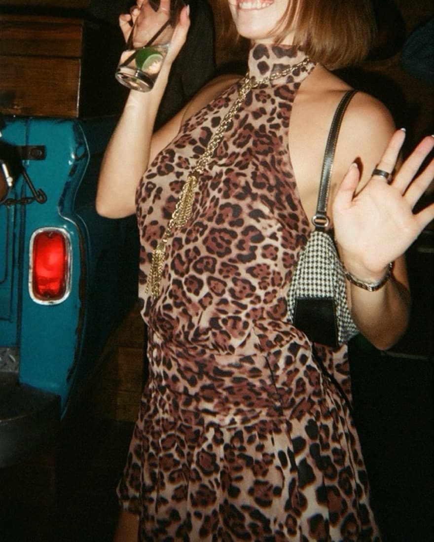 Halter Cheetah Print Mini Dress - Image 5