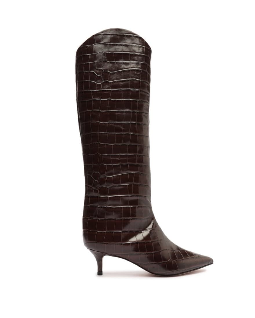 Schutz Kitten Heel Brown Boot - Image 1