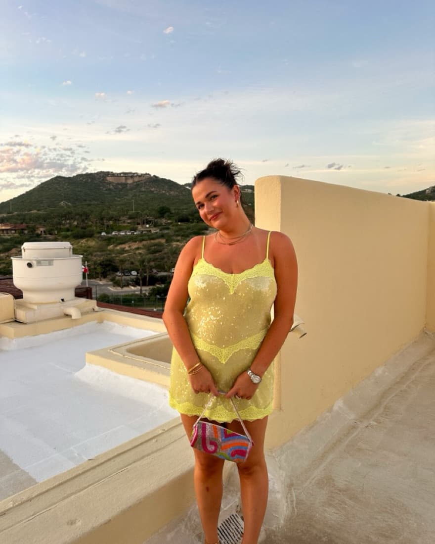Yellow Sequin Mini Dress - Image 2