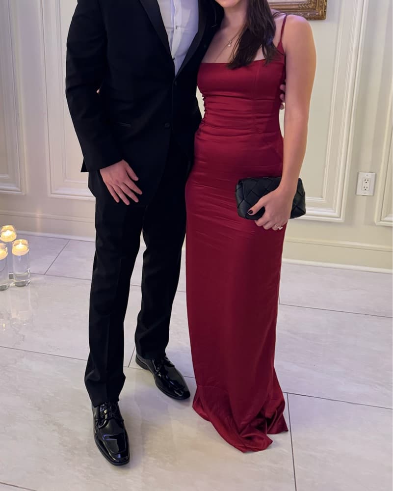 Gorgeous Red Satin Gown - Image 2