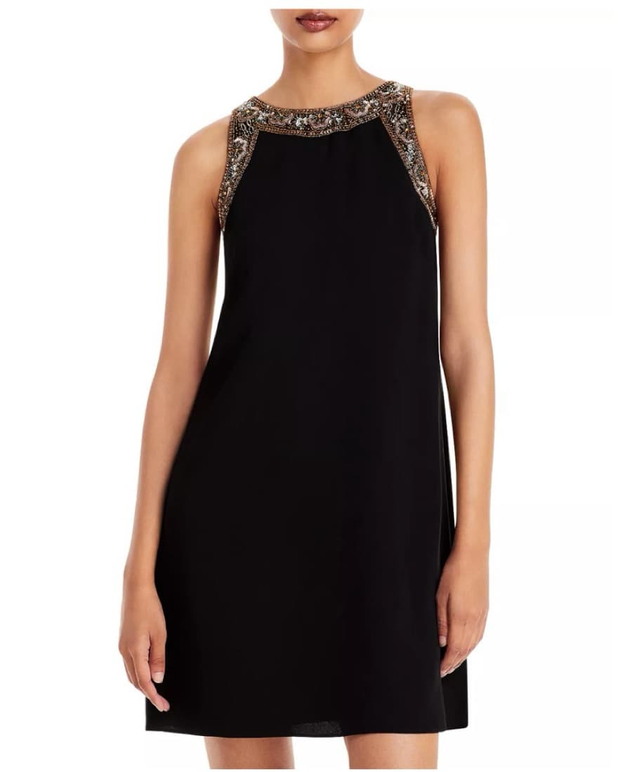 Black Beaded Shift Dress - Image 1
