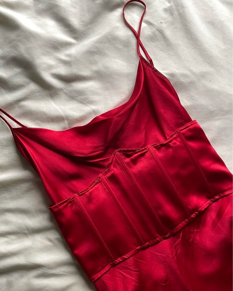 Steele Silk Mini Slip Dress with Corset - Image 3