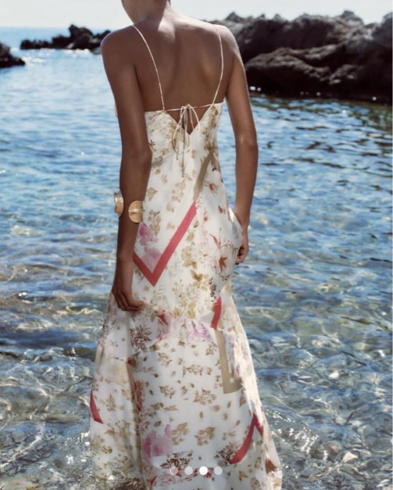 Zara Floral Satin Maxi Dress - Image 2