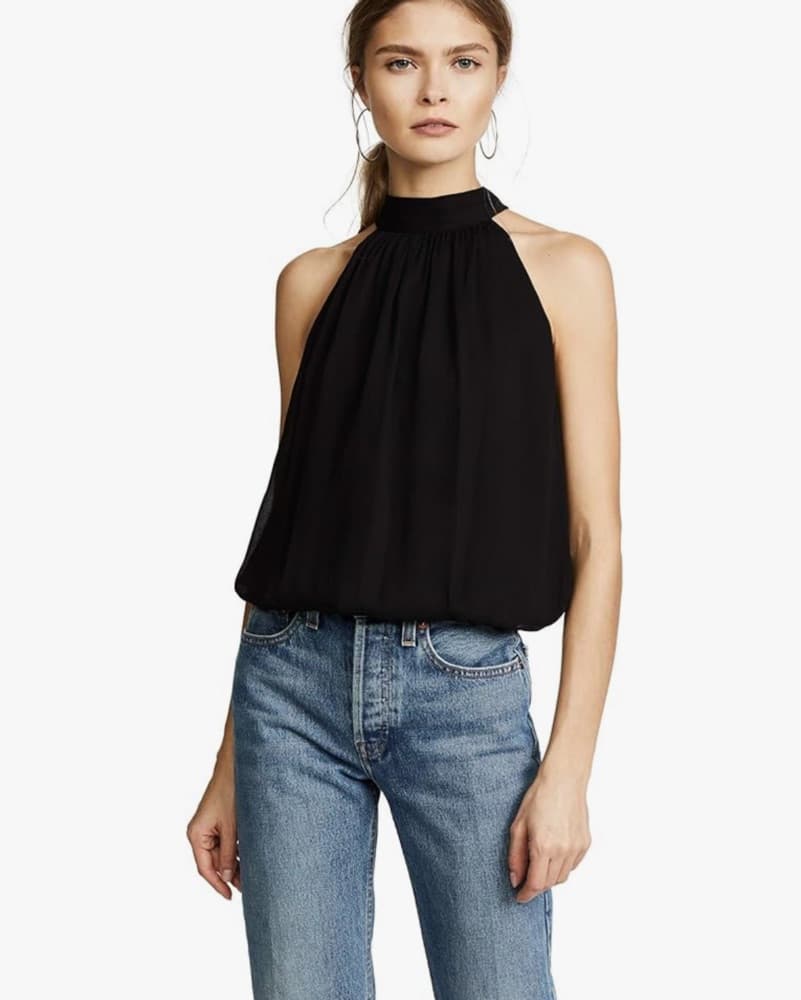 Black Chiffon Halterneck Top - Image 3
