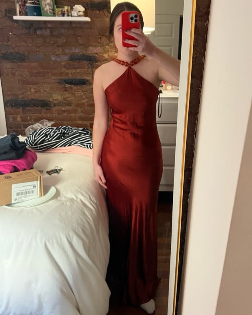 Staud Cadence Dress In Rust Size 4 - Image 3