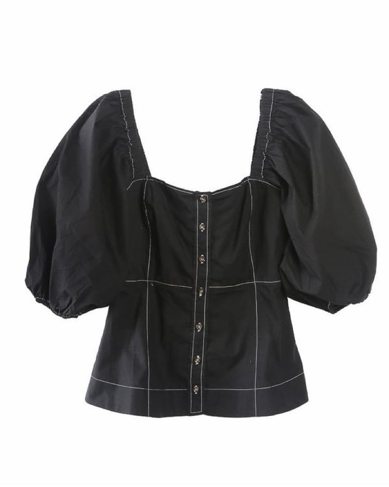 Ganni Black Structured Top - Image 3