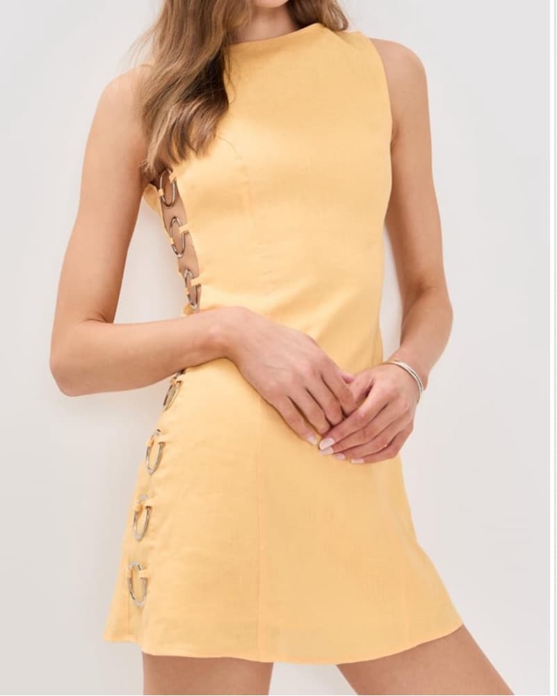 Yellow Dress with Chain Detailing - Image 2