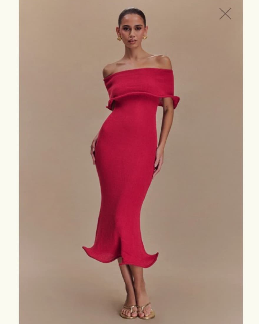 Molly Off Shoulder Knit Midi Dress - Image 1