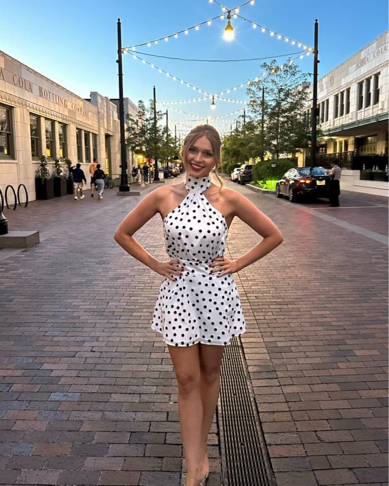 Brienne Mini Dress (in Polka Dots) - Image 3