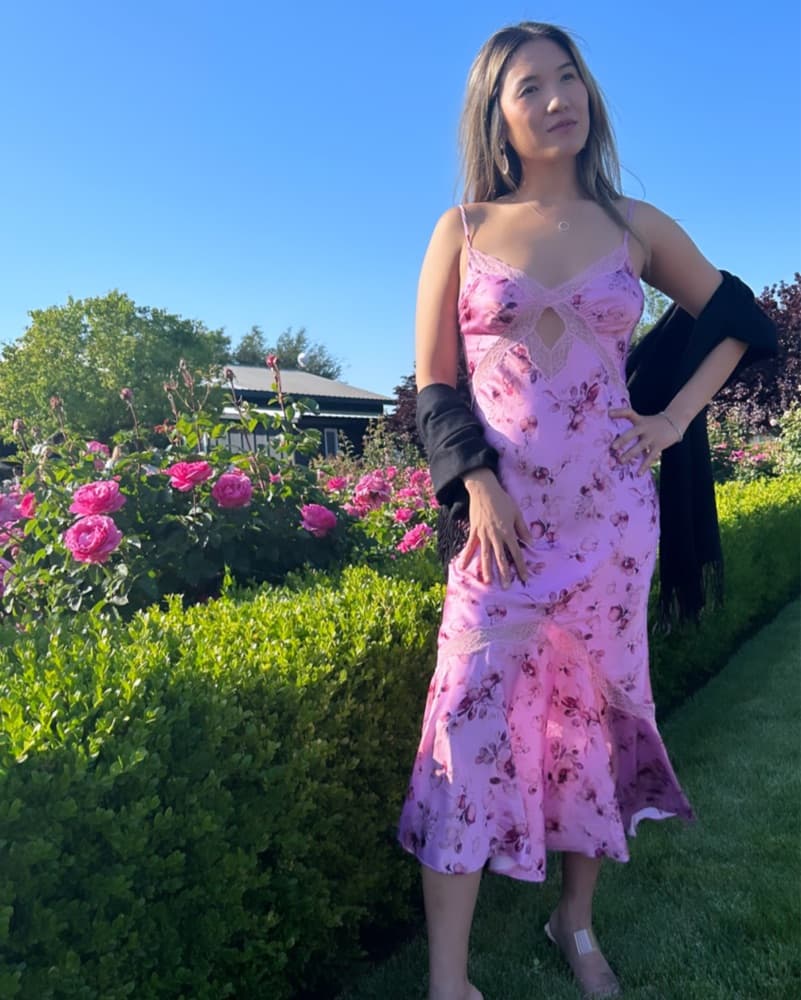 Cami NYC Pink Floral Silk Satin Dress - Image 3