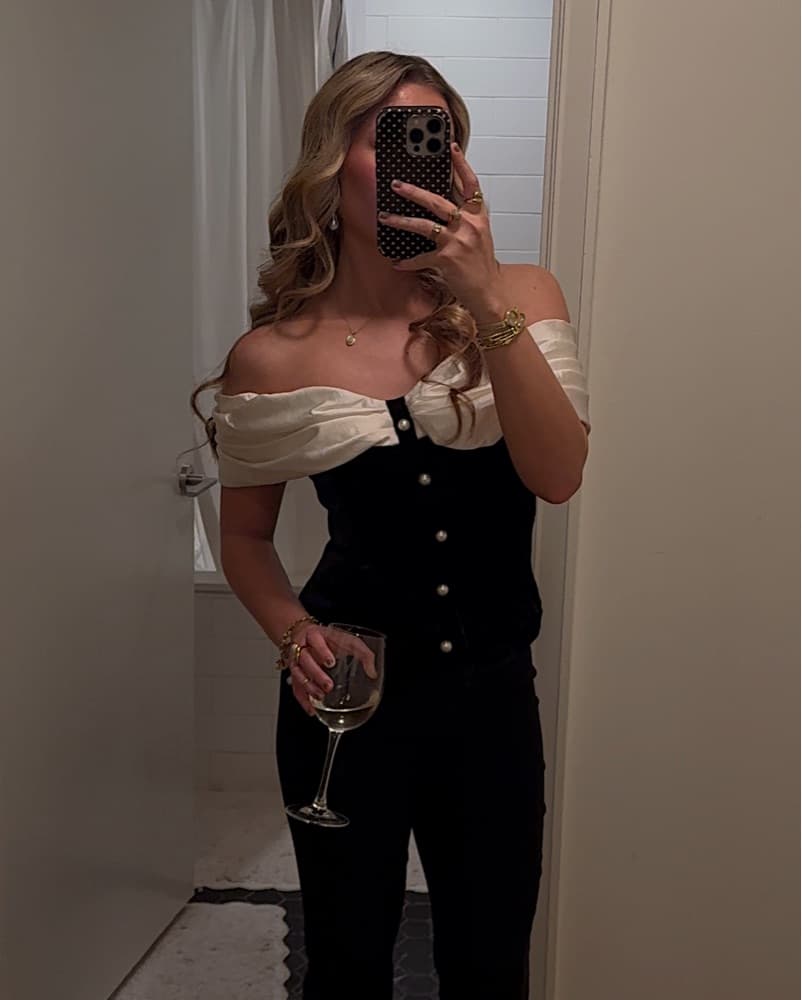 Off The Shoulder Velvet Satin Top - Image 1