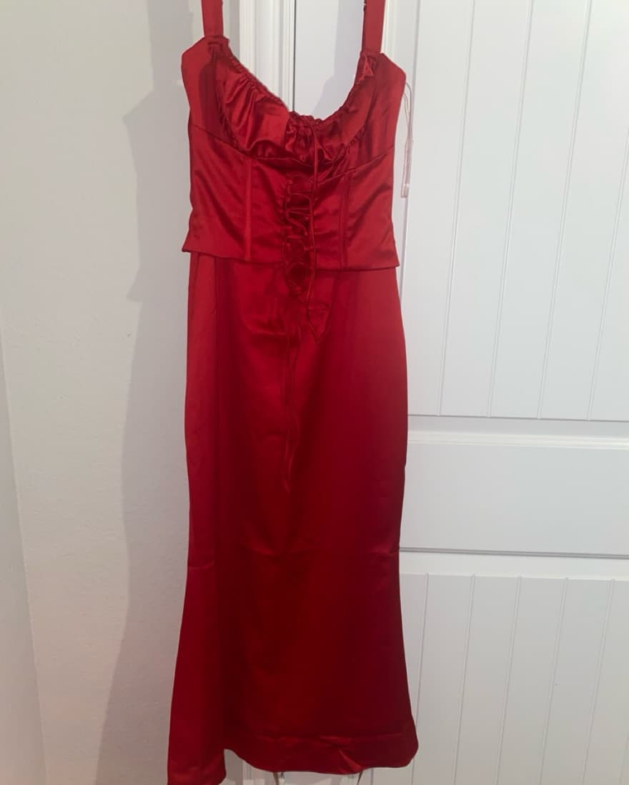 House Of Cb Red Corset Midi Dress - Image 5