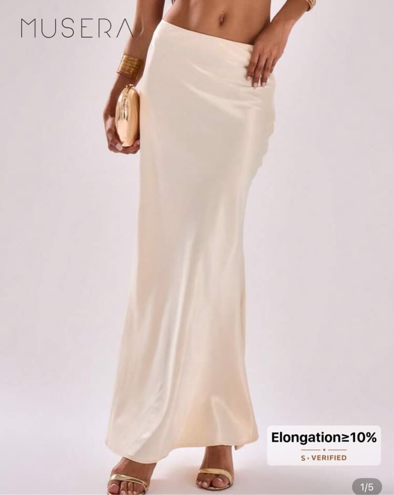 Elegant Cream Satin Maxi Dress - Image 1