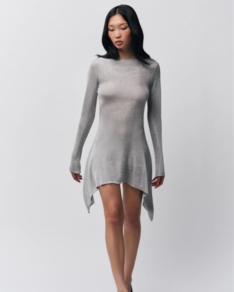 Danielle Guizio Rose Dress In Silver - Image 2