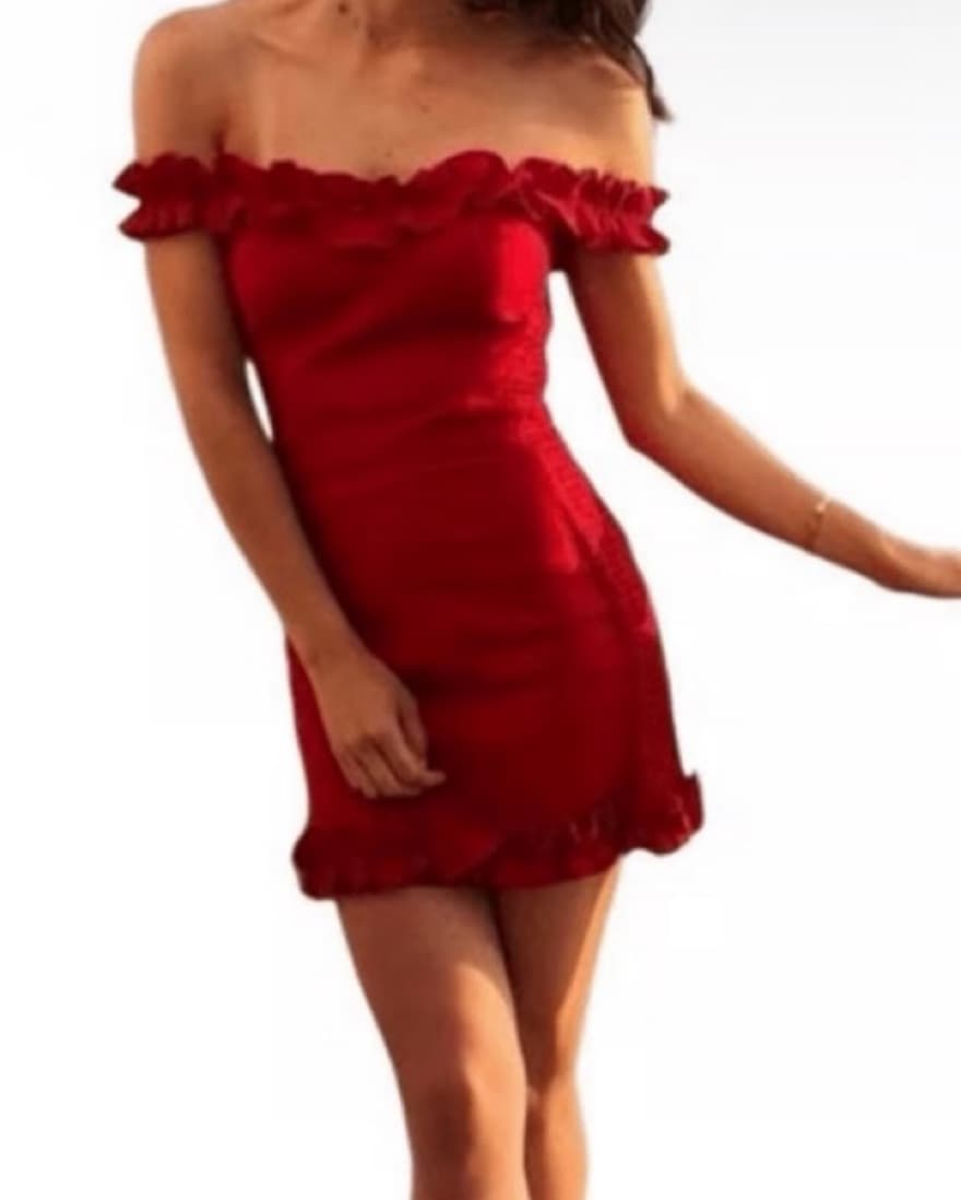 Reformation Red Mini Dress - Image 3