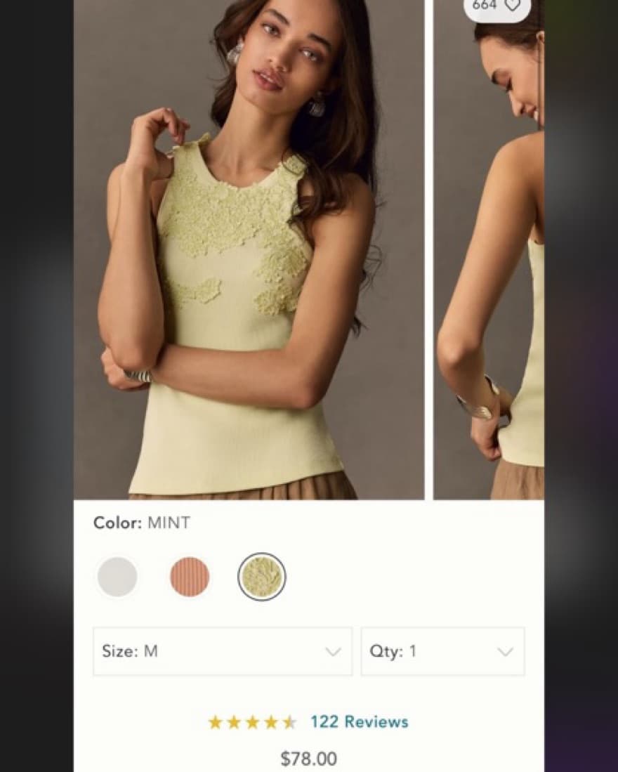 Anthropologie Green Lace Tank Top - Image 4