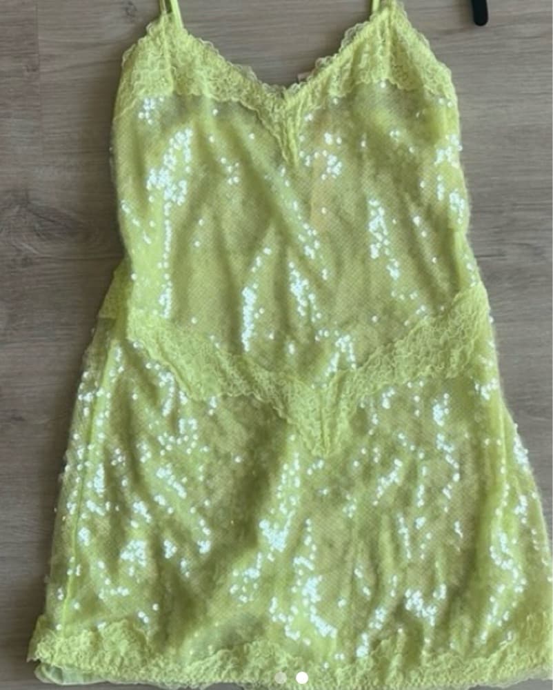 Victoria Secret Yellow Lace Mini Dress - Image 4