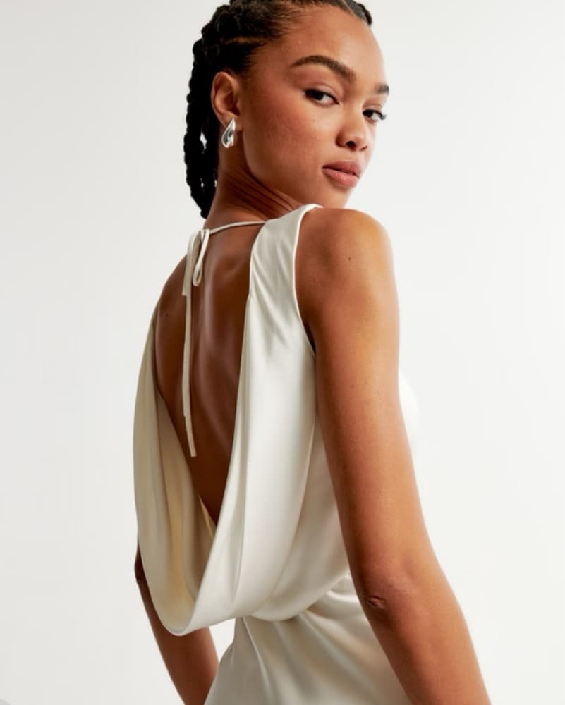 Abercrombie Plunge Cowl Back Satin Dress - Image 4
